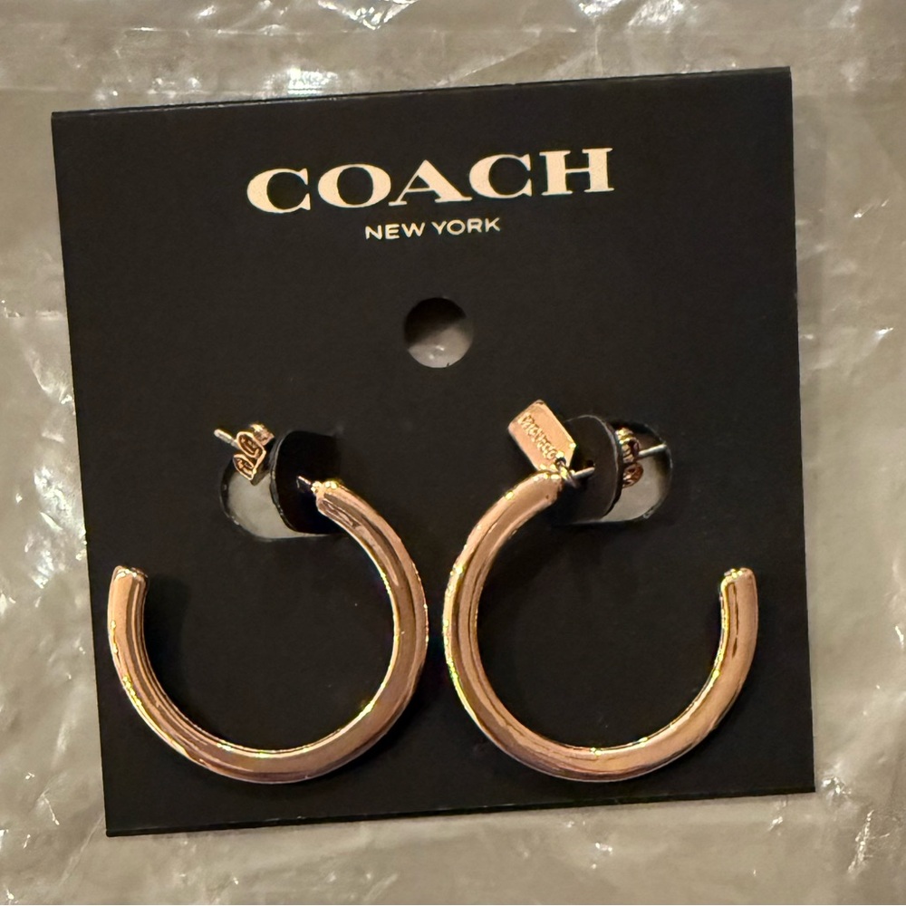 Coach Medium Signature Hoop Earrings NWT